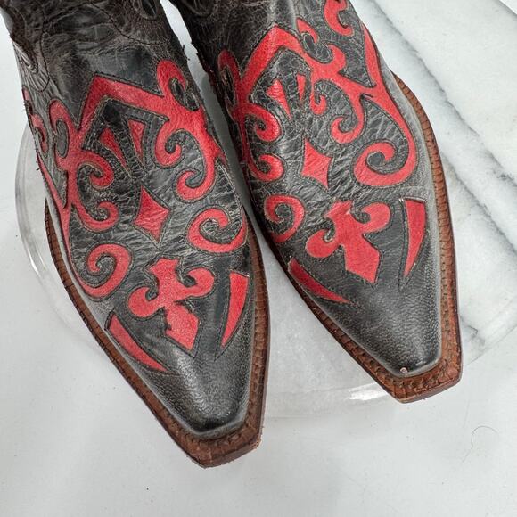 Tony Lama black and red western cowgirl boots - Picture 2 of 6